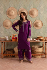 Winter - Best Selling - Raina Purple - 2Pc Embroidered Dress