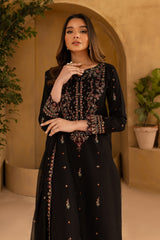 Winter - Black Wine - 3Pc Embroidered Dress