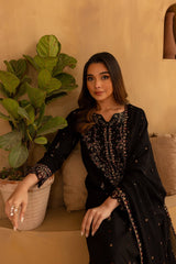 Winter - Black Wine - 3Pc Embroidered Dress