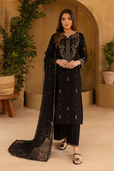Winter - Black Wine - 3Pc Embroidered Dress