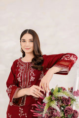 Winter - Best Selling - Red Blood - 2Pc Embroidered Dress