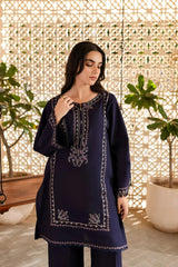Winter - Blueberry - 2Pc Embroidered Dress
