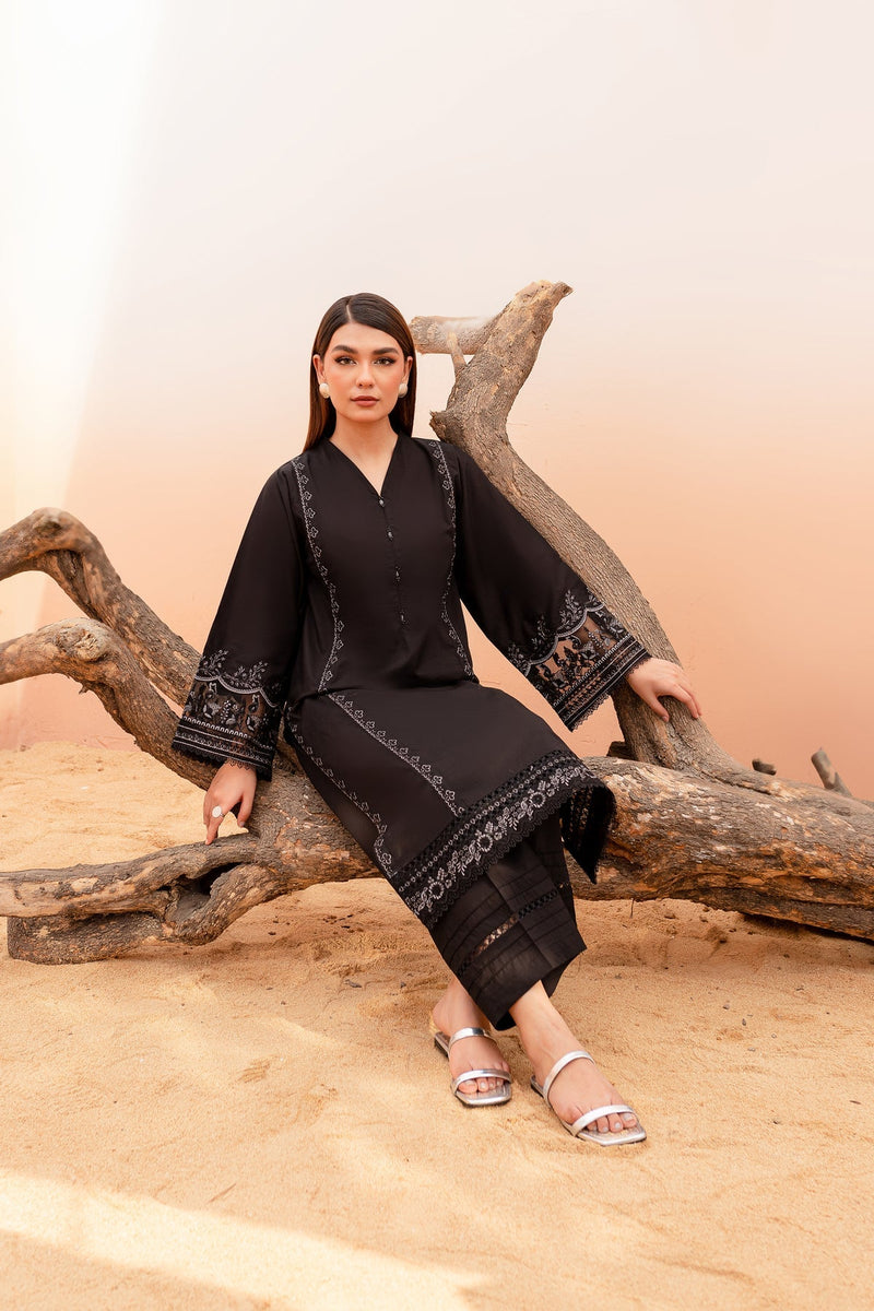 Winter - Best Selling - Black Rose - 2Pc Embroidered Dress