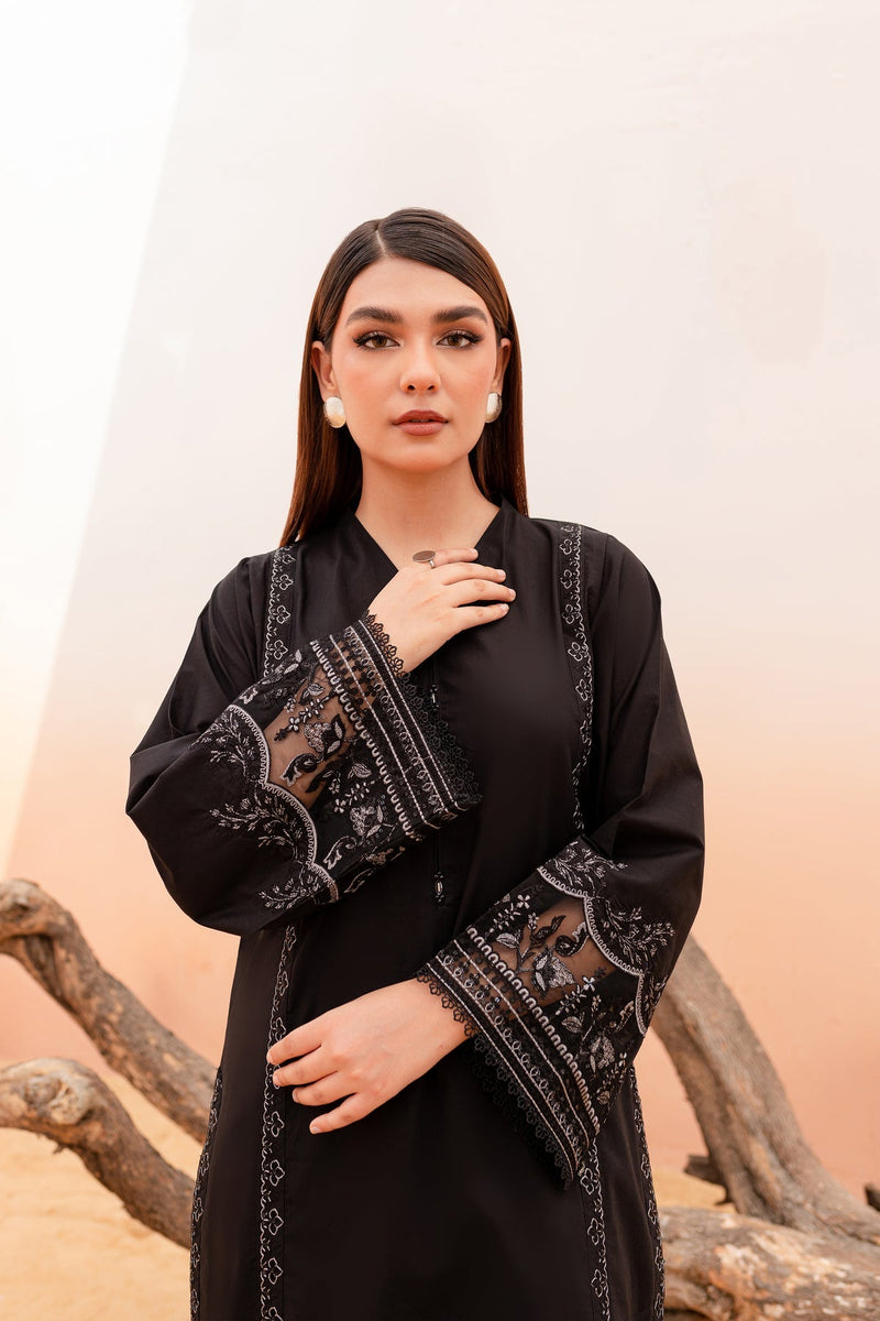 Winter - Best Selling - Black Rose - 2Pc Embroidered Dress