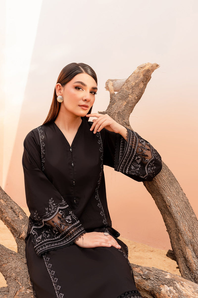 Winter - Best Selling - Black Rose - 2Pc Embroidered Dress