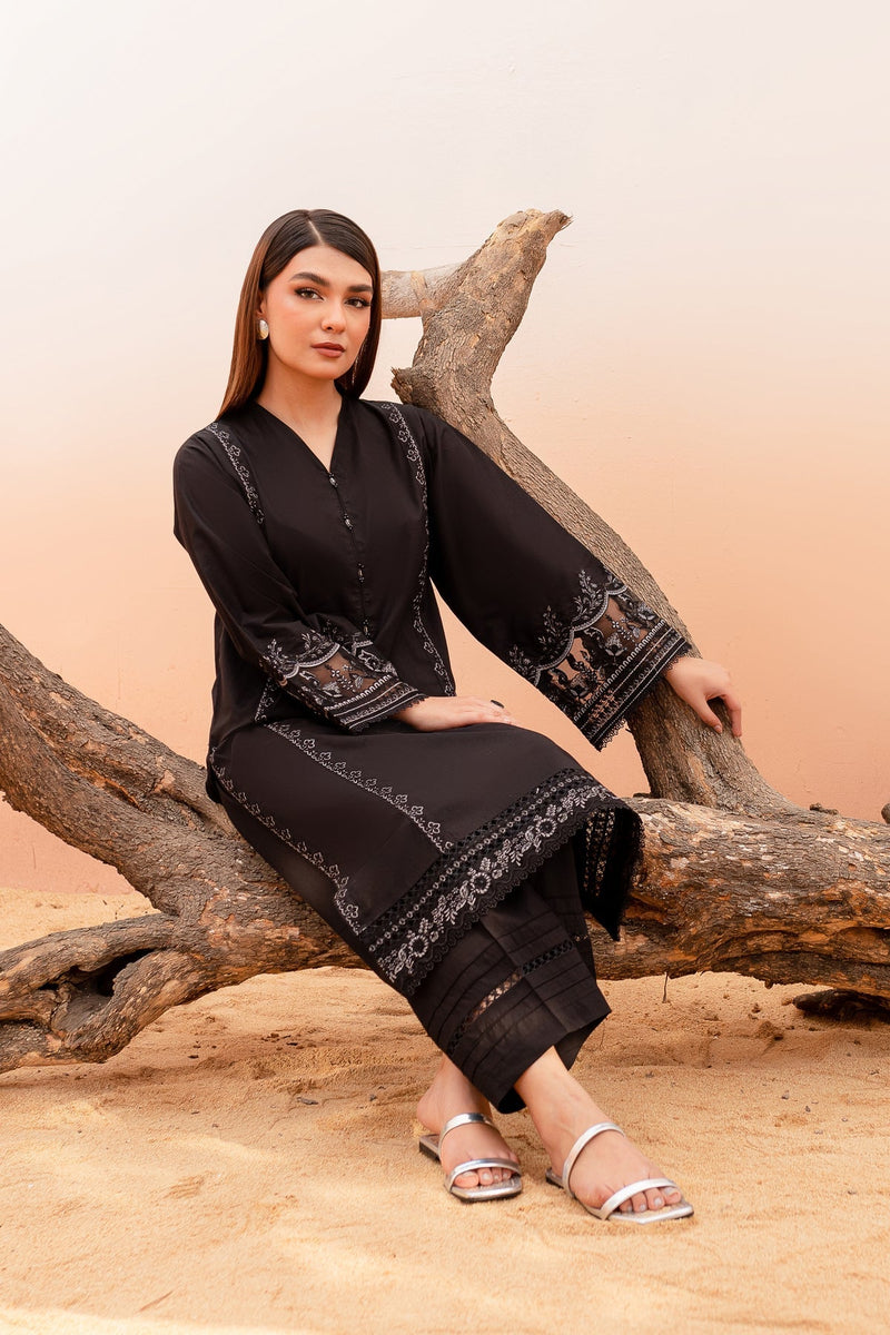 Winter - Best Selling - Black Rose - 2Pc Embroidered Dress