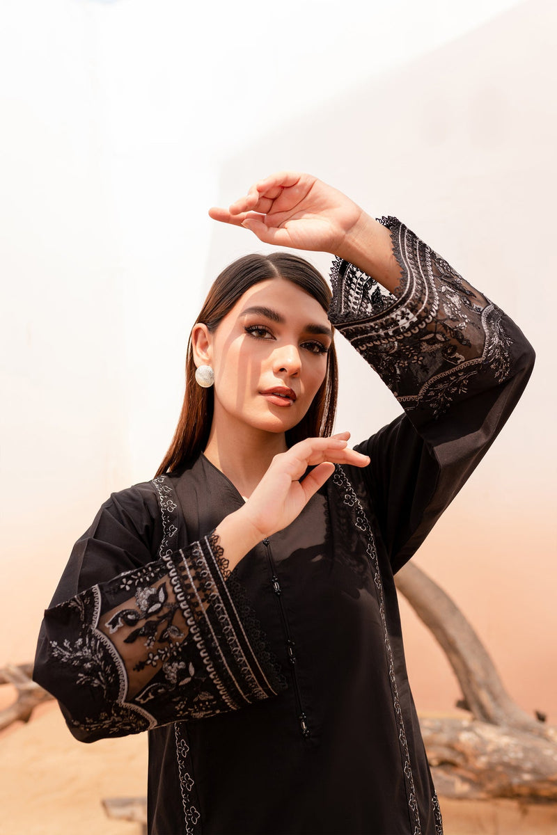 Winter - Best Selling - Black Rose - 2Pc Embroidered Dress