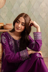 Winter - Best Selling - Raina Purple - 2Pc Embroidered Dress
