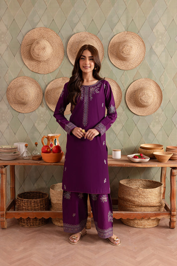 Winter - Best Selling - Raina Purple - 2Pc Embroidered Dress