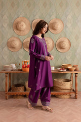 Winter - Best Selling - Raina Purple - 2Pc Embroidered Dress