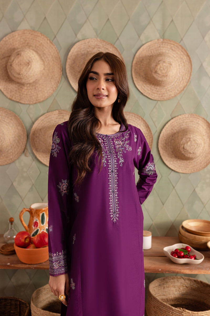 Winter - Best Selling - Raina Purple - 2Pc Embroidered Dress