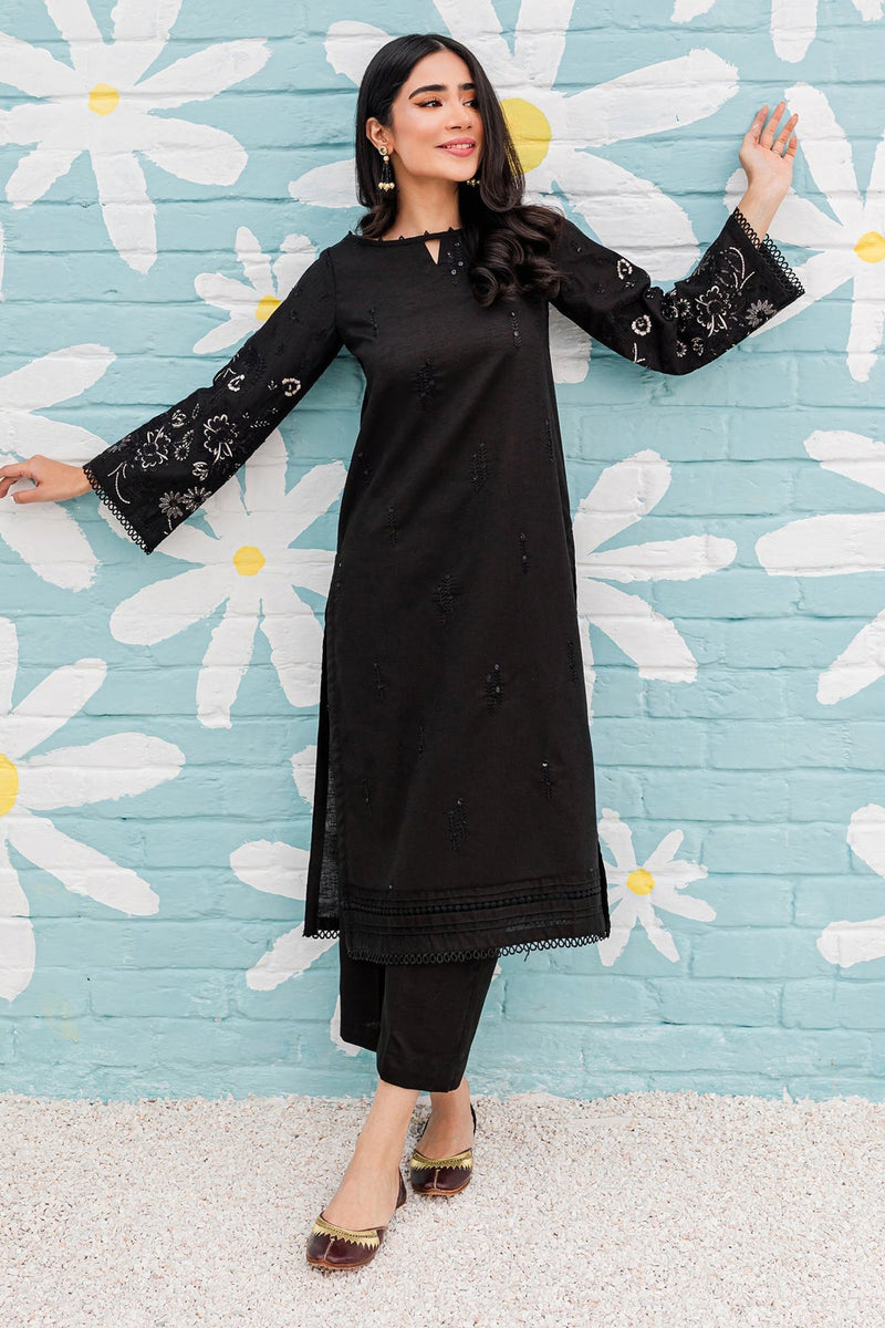 Winter - Black Spring - 2Pc Embroidered Dress