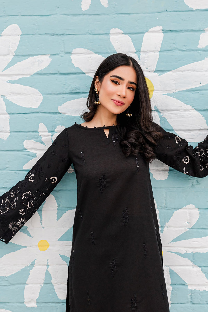 Winter - Black Spring - 2Pc Embroidered Dress