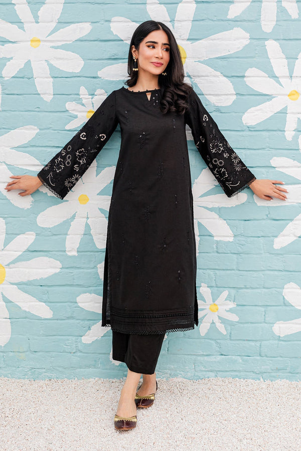 Winter - Black Spring - 2Pc Embroidered Dress