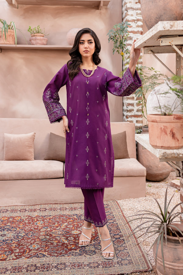 Winter - Magenta Eminence - 2Pc Embroidered Dress