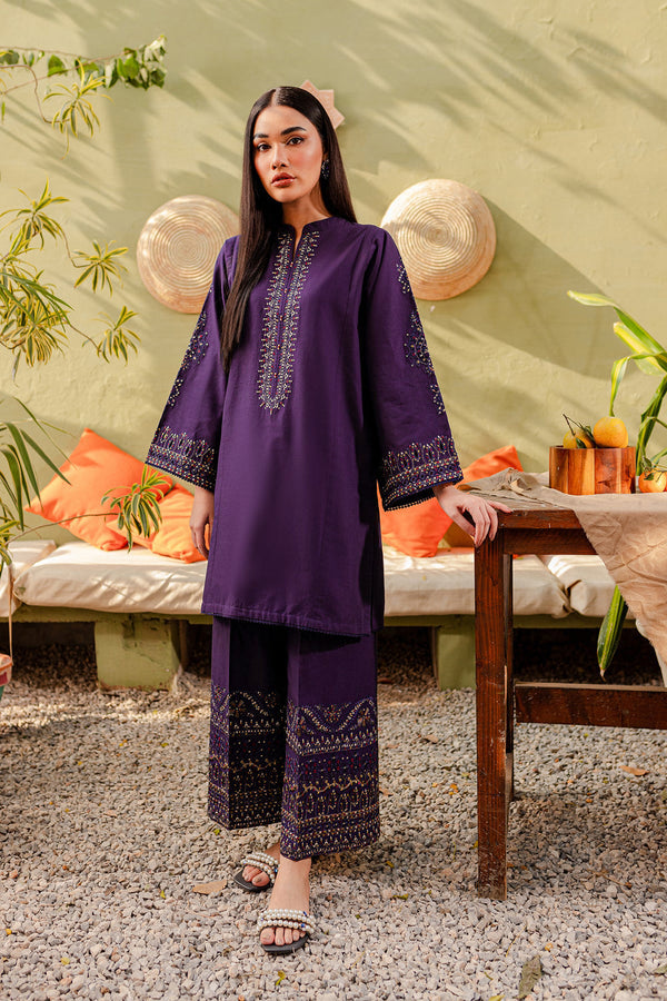 Winter - Ash - 2Pc Embroidered Dress Purple