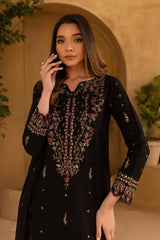 Winter - Black Wine - 3Pc Embroidered Dress