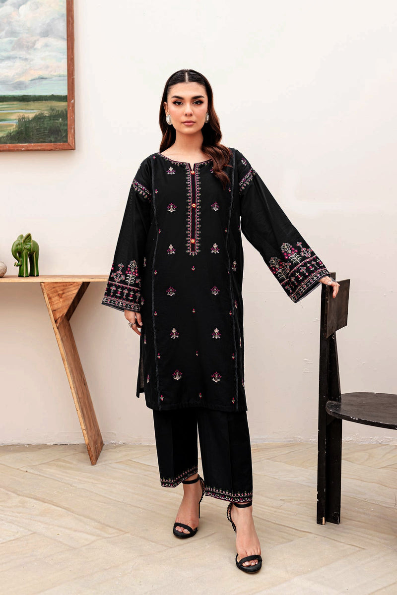 Winter - Aster Black - 2Pc Embroidered Dress