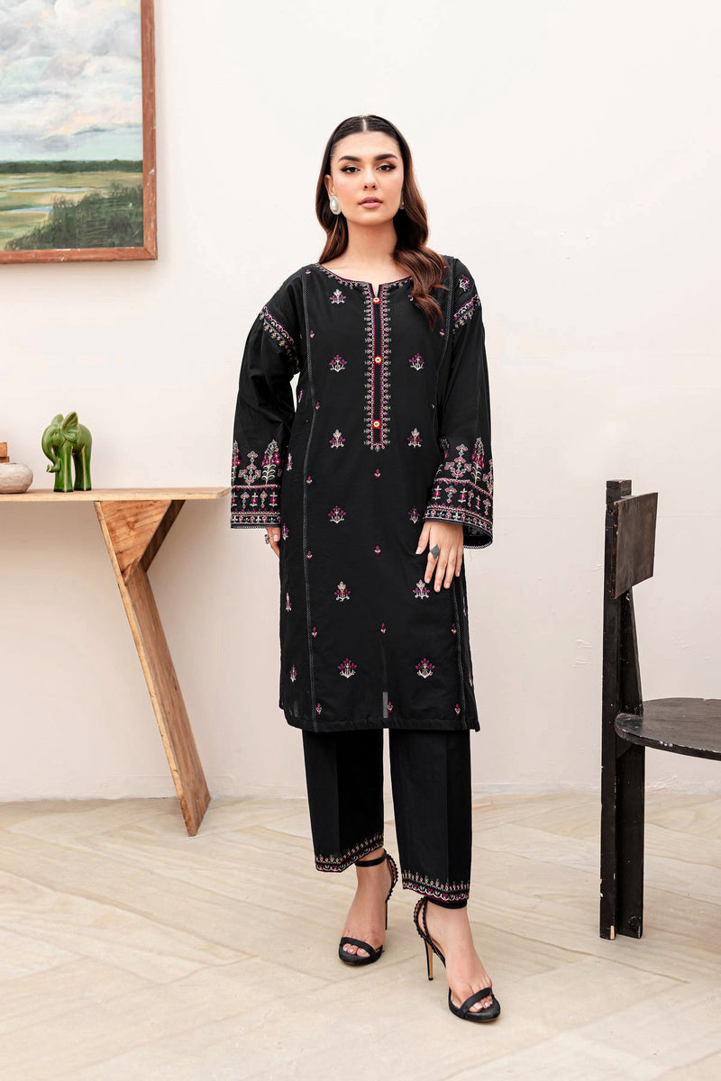 Winter - Aster Black - 2Pc Embroidered Dress