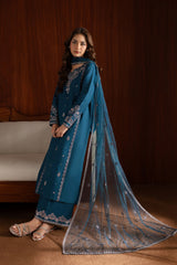 Winter - Blue Twinkle - 3Pc Embroidered Dress