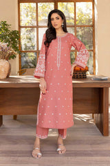 Winter - Coral Jasper - 2Pc Embroidered Dress