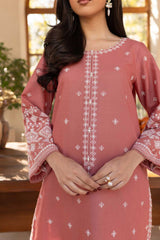 Winter - Coral Jasper - 2Pc Embroidered Dress