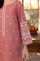 Winter - Coral Jasper - 2Pc Embroidered Dress
