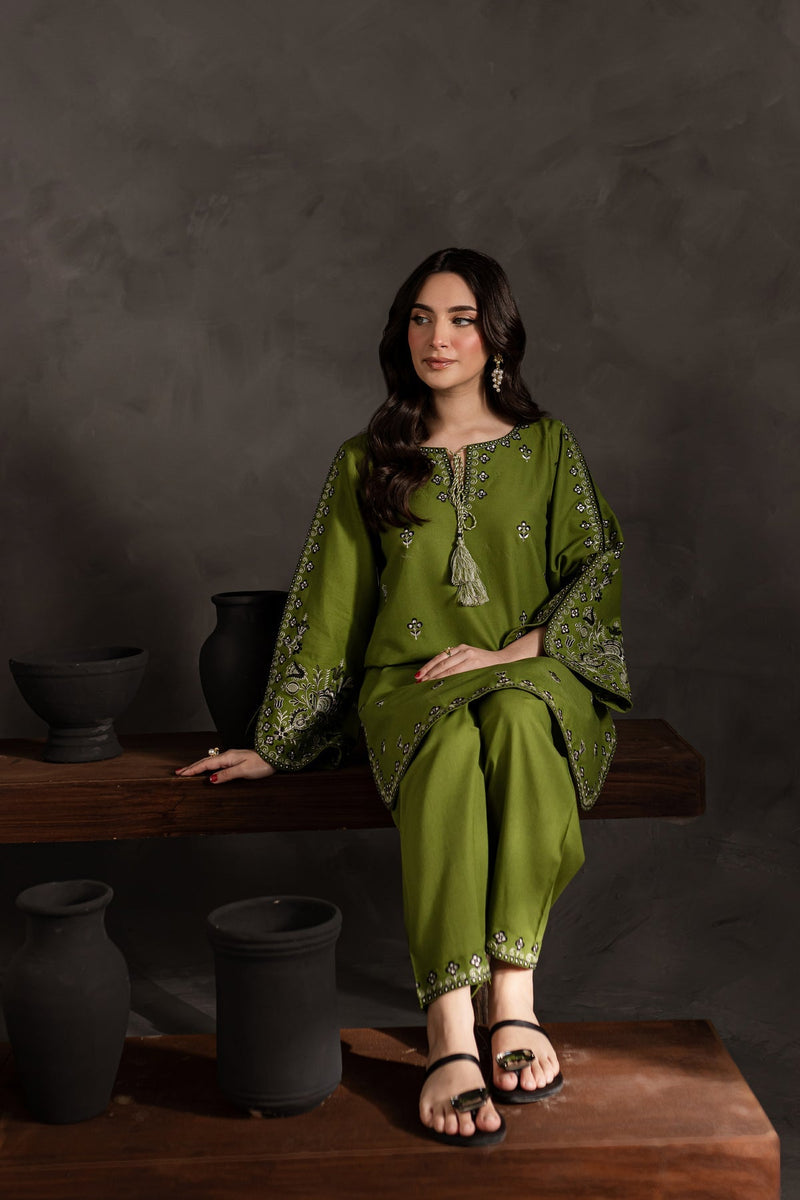 Winter - Best Selling - Emerald - 2Pc Embroidered Dress