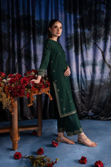Winter - Olive - 2Pc Embroidered Dress