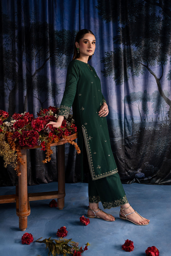 Winter - Olive - 2Pc Embroidered Dress