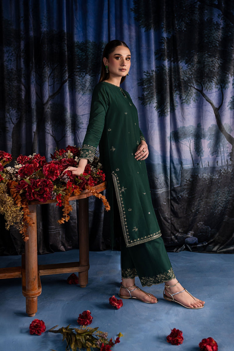 Winter - Olive - 2Pc Embroidered Dress