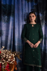 Winter - Olive - 2Pc Embroidered Dress