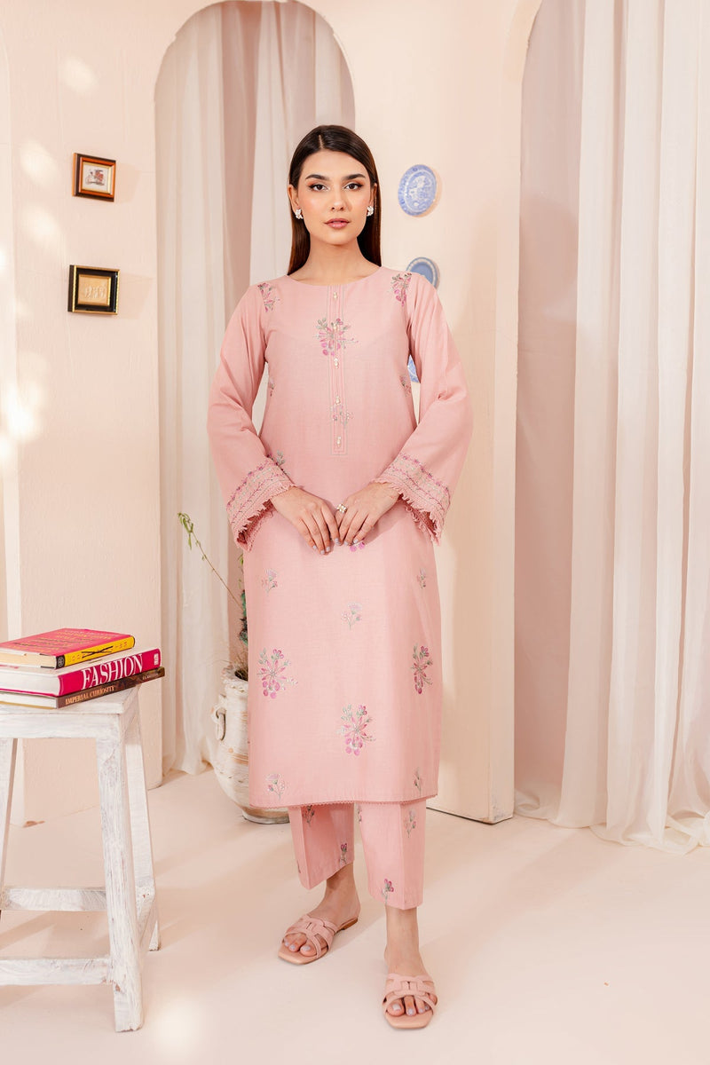 Winter - Pink Lily - 2Pc Embroidered Dress