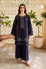 Winter - Blueberry - 2Pc Embroidered Dress